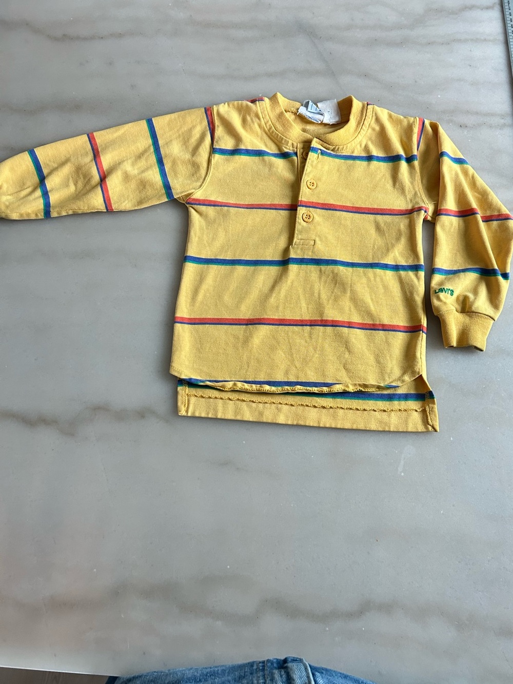 Vintage 70s/80s Little Levi's Toddler Striped Henley Long Sleeve Shirt 2T Y2K